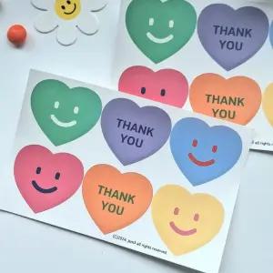 다꾸 포장 어린이집 스티커 스마일 구디백 땡큐 답례품 하트 6p 단체선물 유치원