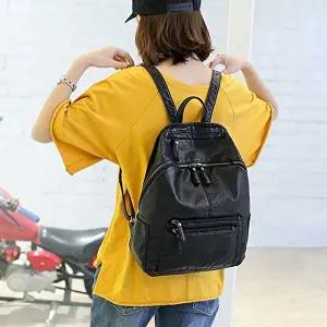 여성 빈티지 소프트 백팩 블랙 L사이즈 캐주얼가방-WFHWTPB