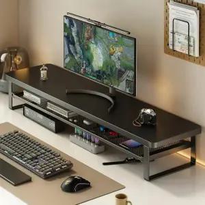 SQ15 모니터 받침대 100cm 책상 컴퓨터 노트북 거치대 사무실 집 와이드 2단 데스크 스탠드 선반