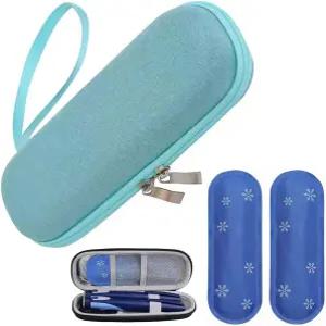 2개의 스팩이 포함된 인슐린 쿨러 여행 케이스 휴대용 혈당 모니터 용품용 약물 단열 정리함 냉각 파우치