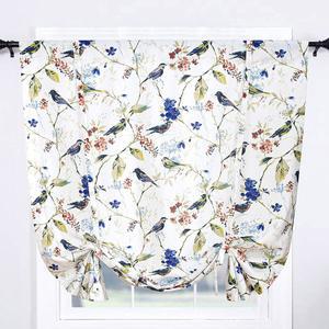 리바 풍선 그늘막 커튼은 룸용 밸런스, 버드 프린트 세미 블랙아웃 작은 커튼 조절 가능한 카페 스튜디오용 커튼, 42x63인치, 원 패널, 블루