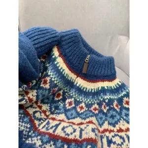 레트로 노르딕 코위찬 가디건 허리길이 기본 페어아일