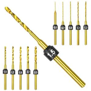 AM ARROWMAX 트위스트 미니 마이크로 드릴 비트 세트 0.5mm-2.3mm 크기 표시 티타늄 코팅 고속 강철 주얼리