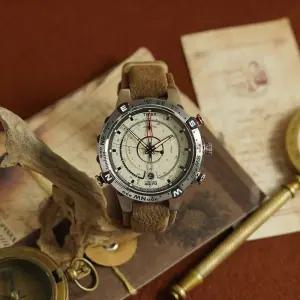 타이맥스 익스페디션 노스 45mm 가죽밴드 남자 손목시계 (조수계 온도계 나침반)