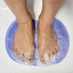 고품질 발세척 실리콘 풋브러쉬 연보라 발각질제거기 발을씻자 발브러쉬 세척매트 발씻는매트 WFIQ84A