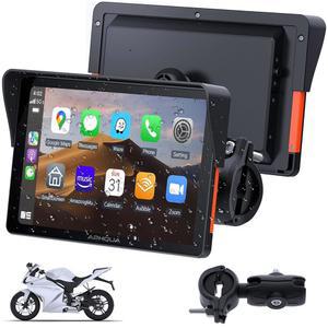 APHQUA Motocycle Carplay-17.8cm(7인치) 오토바이 GPS 네비게이션 시스템, 카플레이 및 안드로이드 오토, 방수 터치스크린, 블루투스, 오토바이용 IP67 방수, 시리 구글 어시스턴트 지원