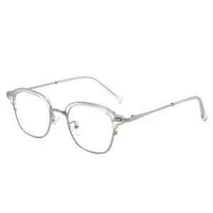 사각 투톤 메탈 안경테 반투명 반뿔테