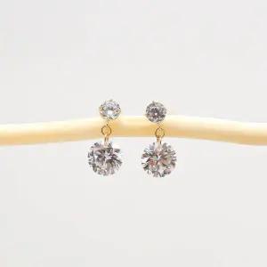 [오팔하우스] 14k 라운드 큐빅 귀걸이 OPPE0105