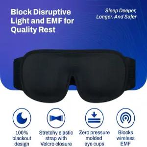 디펜더쉴드 EMF 방사선 보호 수면 마스크 - 블랙아웃 몰딩 디자인으로 빛과 배출을 차단 슬립 요가 여행