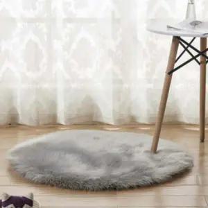 원형 장모 러그 인테리어 매트 발매트 덮개 60cm