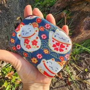 행운 고양이 일본 동전지갑 손지갑 파우치 정리 명함 엔화 지폐 가꾸 백꾸 내구성