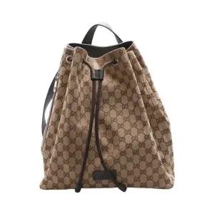 [중고명품] 베이지 패브릭 GG 수프림 드로우스트링 버킷 여성 백팩 449175