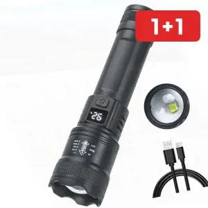 LED 충전식 줌 야외 멀티 라이트 손전등 후레쉬 캠핑 (1+1)