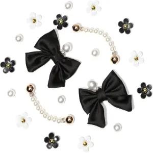 유쿨리 24Pcs 패브릭 보우 슈 부적 귀여운 곰 클로그용 플라워 펄 액세서리 소녀용 DIY 신발 장식 파티