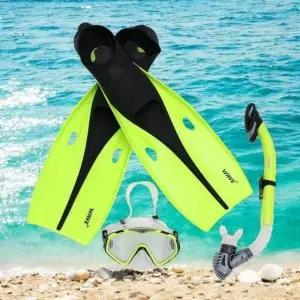 씨파크 오리발 스노클링세트 255 형광 드라이탑 다이빙마스크 (형광 ) (255~265mm) (형광노랑) 노랑