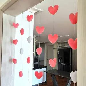 [골드스마일]2컬러 하트 장식 문 커튼 실커튼 공간분리 인테리어