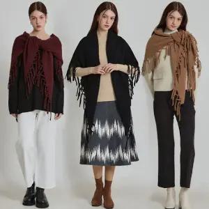 [르오트(LeOT)]  메리노울 100프로 프린지 숄 머플러