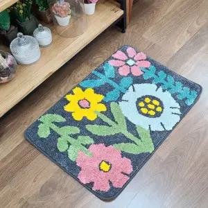 가든플라워 폭신한 포인트 인테리어 극세사 현관 발 주방매트50x135cm