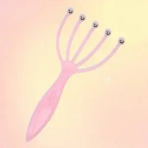 (색상 핑크)수동식 롤링 두피 마사지 두피괄사 머리 안마기 힐링