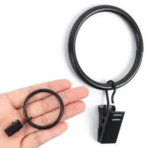 커튼고리 10P 커튼 집게링 블랙 35mm 커텐 링 집게 핀 고리