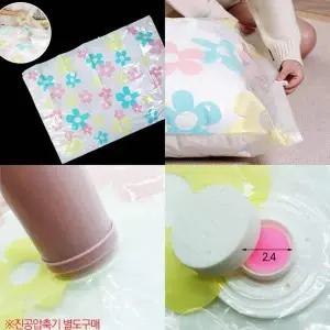 진공 RN407792 압축팩 꽃무늬 대형 밀봉압축랩 캠핑압축팩