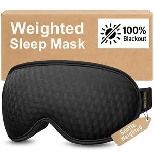 수면을 위한 블랙아웃 가중 마스크: 남녀용 부드러운 심압 3D 컨투어 마스크 u2013 속눈썹 프리, 통기성, 빛에 민감한 환경에서 휴식과 휴식을 촉진하도록 설계된 u2013 블랙