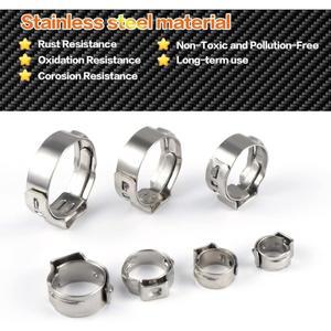 85개 스테인리스 스틸 싱글 이어 호스 클램프 세트 7mm21mm 파이프 연료 라인 클립