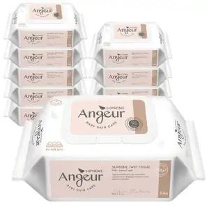 슈프림 물티슈 엠보싱 64매 캡형 10팩 평량 75g 도톰 대용량