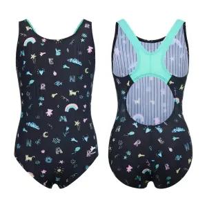 여아 드로잉프린트X백원피스수영복 블랙RN-GF2F802-BK