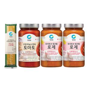 청정원 파스타소스, 로제, 600g, 2개 + 토마토, 600g, 1개 + 스파게티면, 500g, 1개
