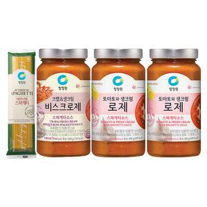 청정원 파스타소스, 로제, 600g, 2개 + 비스크로제, 600g, 1개 + 스파게티면, 500g, 1개