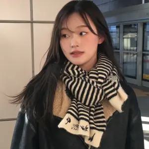 캣스티치 스트라이프 머플러 아이보리