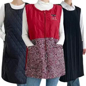 겨울앞치마 기모 모자 누빔 패딩 주방 식당 방한 앞치마