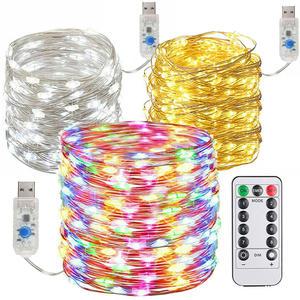 USB 200LED 줄 장식 조명 크리스마스 벽 트리 전구 등