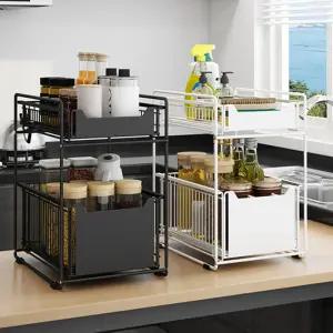 아홈디 주방 싱크대 하부장 레일 수납함 슬라이딩 틈새수납장 양념통보관(NT-523)