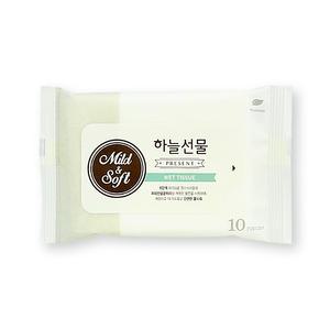 하늘선물물티슈(10매 리필) 휴대용 소형 파우치형 아기 유아 판촉 홍보
