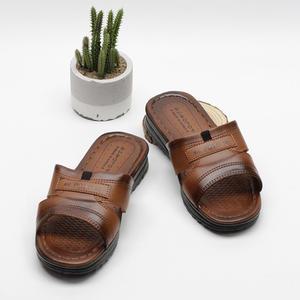 브라운통가죽슬리퍼 중년남성신발 할아버지슬리퍼