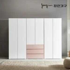 장인가구 비쥬얼 터치 3단서랍 2400 옷장