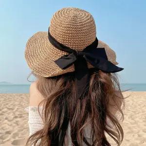 아일렌 휴양지 리본 비치모자 여성 바캉스 밀짚모자