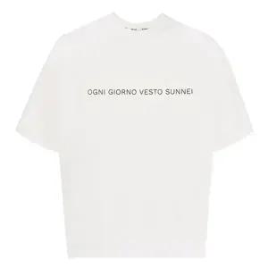 써네이 이탈리아 슬로건 프린티드 티셔츠 화이트 / SN2PXH03BP-JE130-007