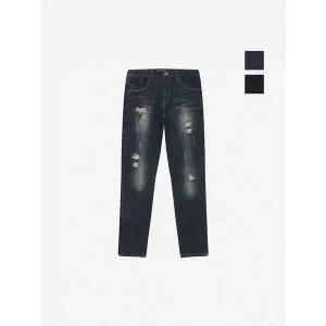 [하프클럽/뱅뱅]공용 패치구제 테이퍼드핏 데님팬츠 (NQF648)