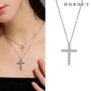 [도로시] 14k 클래식 랩 다이아몬드 십자가 펜던트_2mm