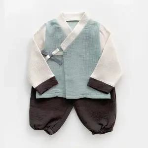 파스텔 아동 남아 한복 저고리 바지 세트