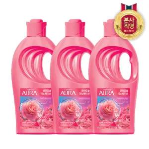 아우라 생화캡슐 초고농축 섬유유연제 용기1L 피오니로즈 x 3개