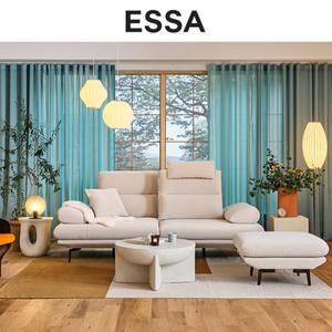 [롯데백화점]에싸 샤모니 3인 스윙기능 리브 패브릭 소파+스툴