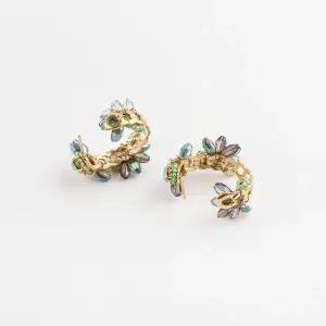 [셀러허브]여자 플라워 크리스탈 큐빅 꽃무늬 2종 귀걸이 (S13445705)