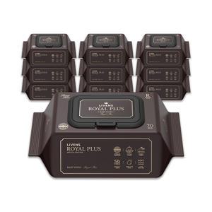 [리벤스]로얄 플러스 도톰한 저자극 아기 물티슈 엠보싱 캡형 70매 10팩