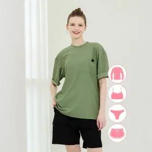 [하프클럽/베이직 엘르]베이직엘르 여성인 반팔 래쉬가드 비치반바지 세트 BEL-X002E