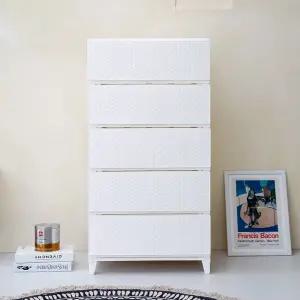 가든 라탄 5단 서랍장 플라스틱 수납장 옷장 정리함 와이드 550