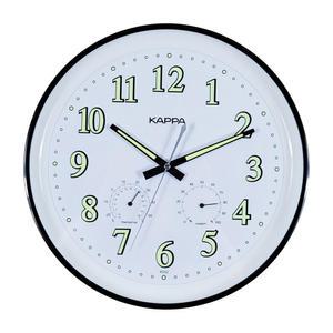 저소음 블랙라인 인테리어 벽장식 벽걸이 원형 시계 축광야광 온습도계